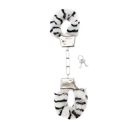 Kajdanki erotyczne z futerkiem bdsm bondage zebra